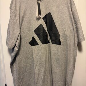 Adidas Men's Heather Gray Tee with Black Logo 3XLT
